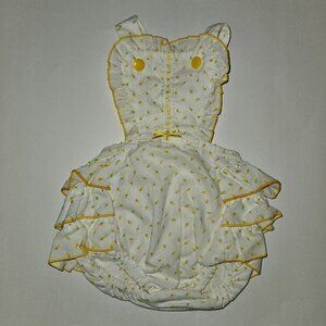 VTG Baby Romper Stone Apparel White Yellow Floral Print 9 Months Ruffle Tush